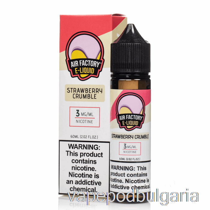 Vape 10000 Дръпки Strawberry Crumble - Air Factory - 60ml 0mg